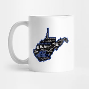 Huntington West Virginia Map Lewisburg Morgantown Mug